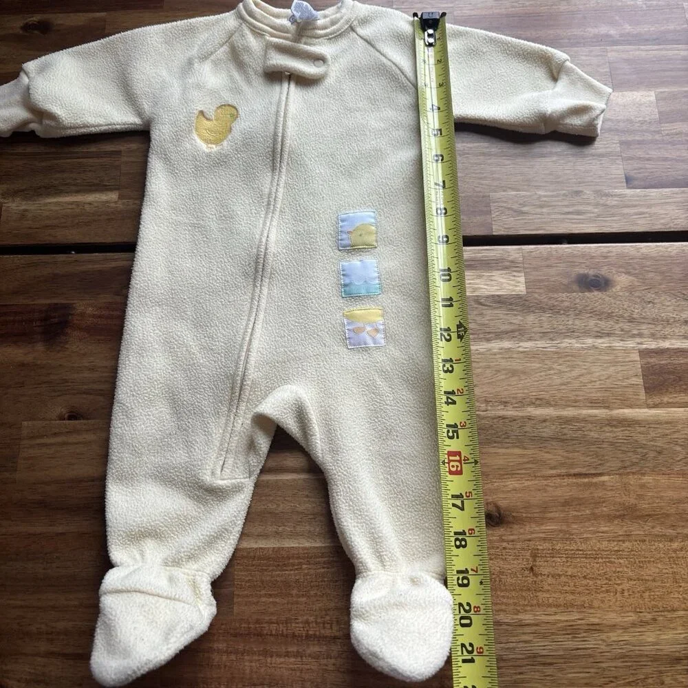 Vintage Carters Duckie Footed Sleeper Paste‎ Yellow Fleece Baby Duck 6 Months